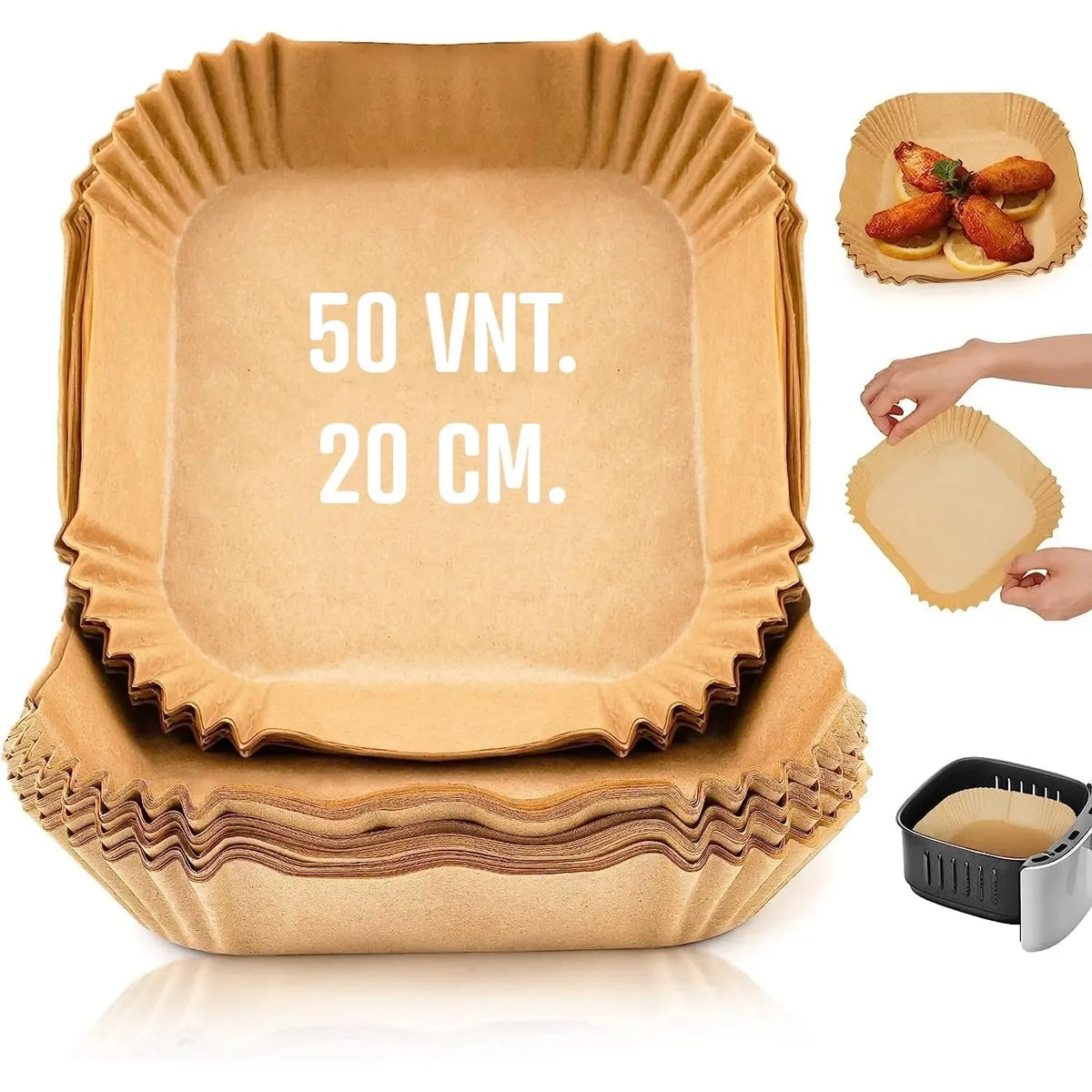 Kepimo popierinės formelės kvadratinės 20 cm (50 vnt.)