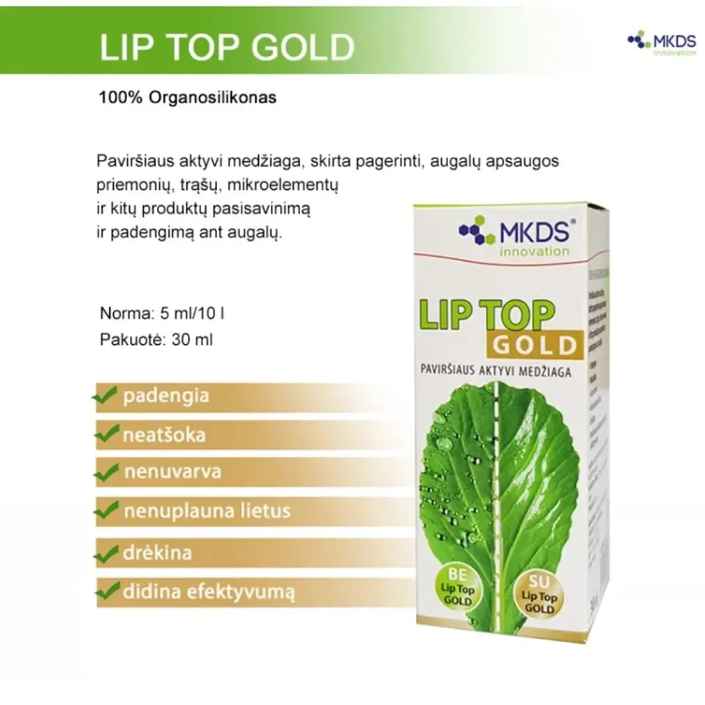 Lip top gold, 30 ml, augalų apsaugos produktų lipnumui padidinti