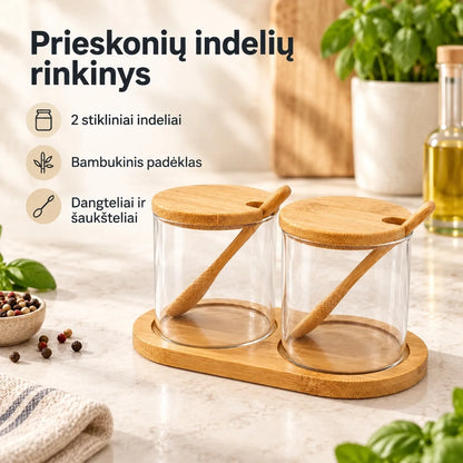 2 stiklinių indelių su dangteliais rinkinys 2 × 320 ml