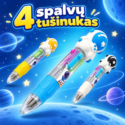 4 spalvų tušinukas su kosmonauto dekoracija