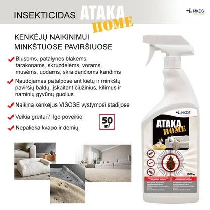 Ataka HOME insekticidas vabzdžių naikinimui kilimuose, čiužiniuose, 1L