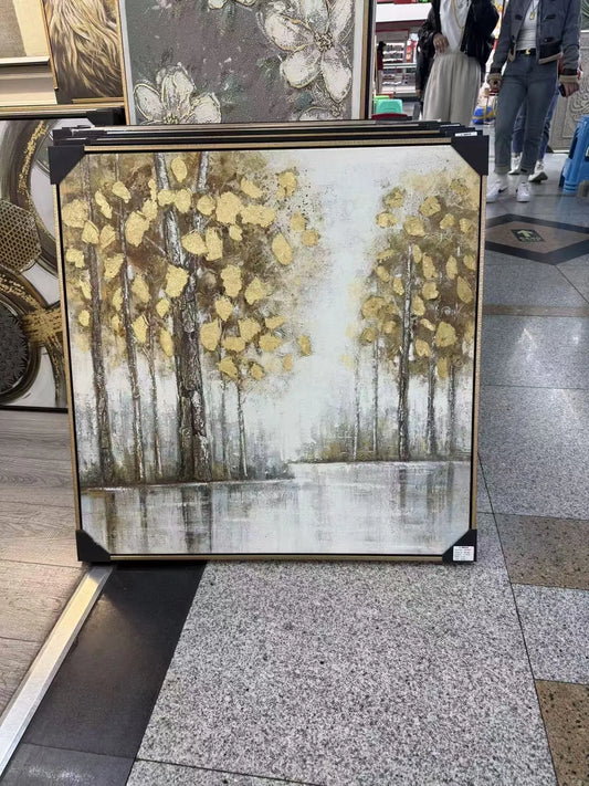 „Auksinis miškas“ dekoratyvinis paveikslas, 80 × 80 cm