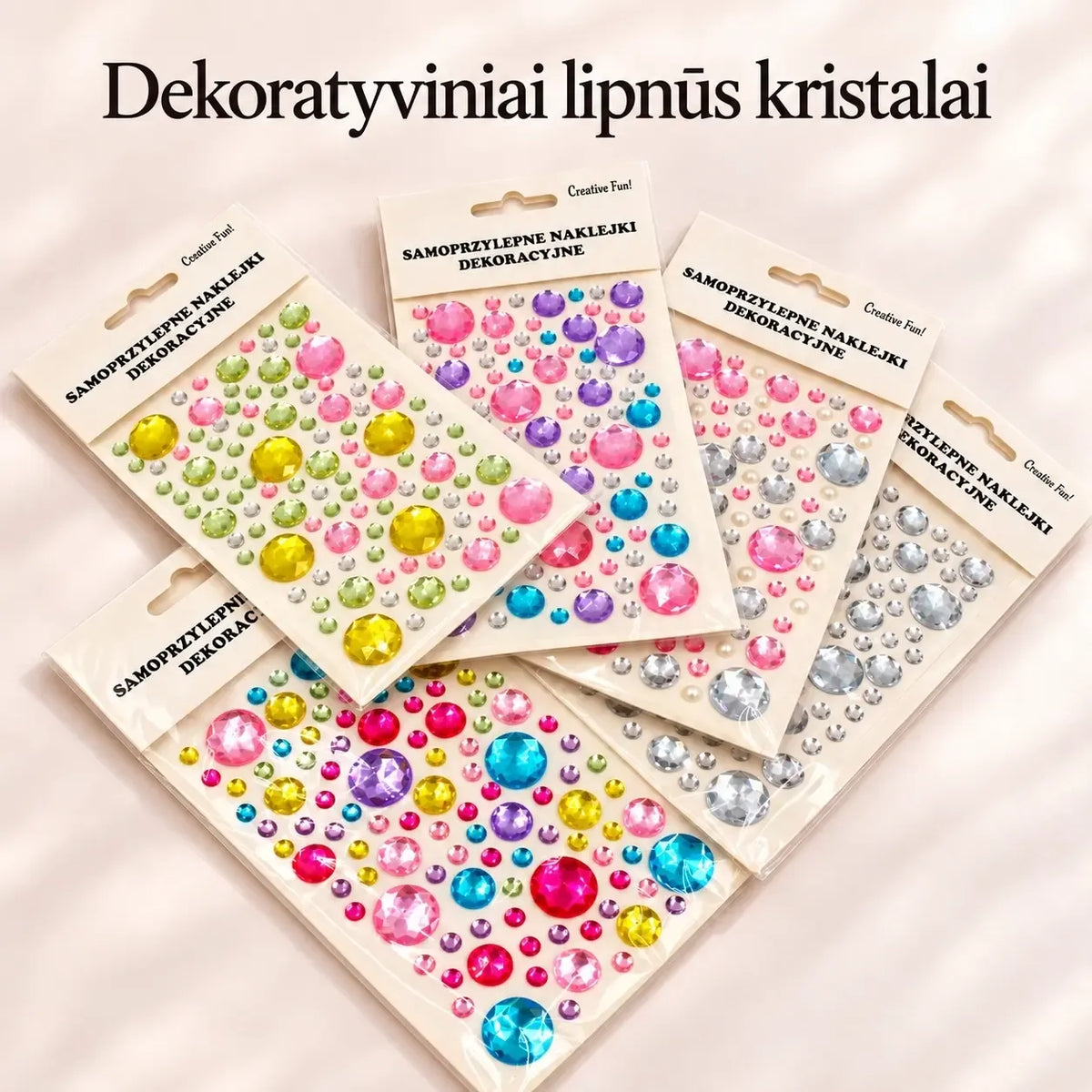 dekoratyviniai lipnūs kristalai – apvalūs