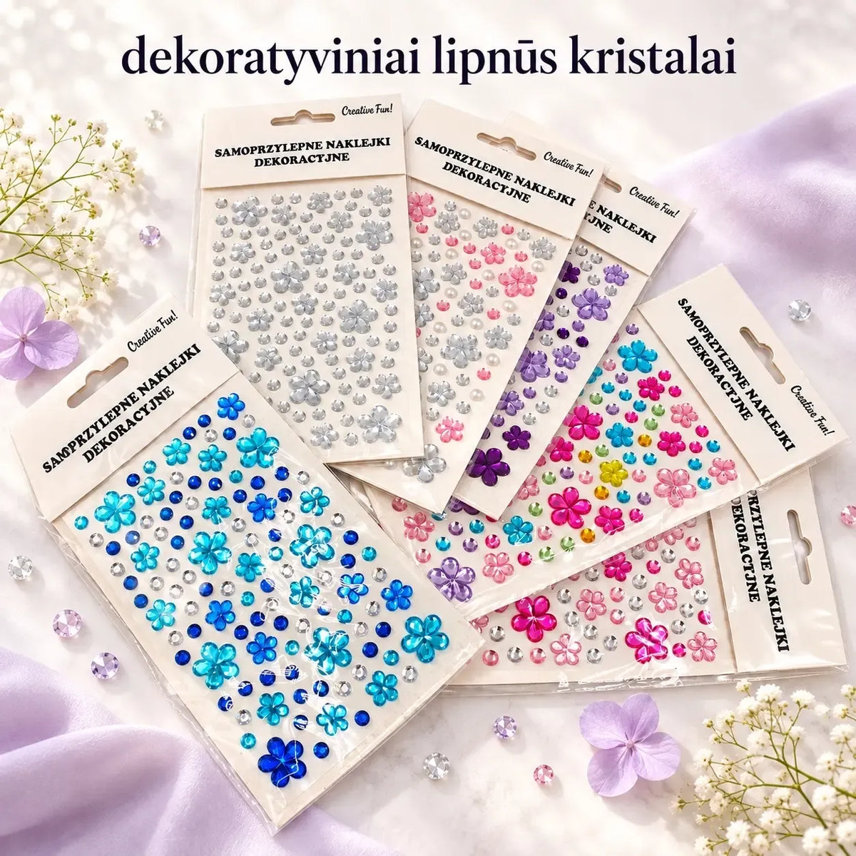 dekoratyviniai lipnūs kristalai – gėlytės