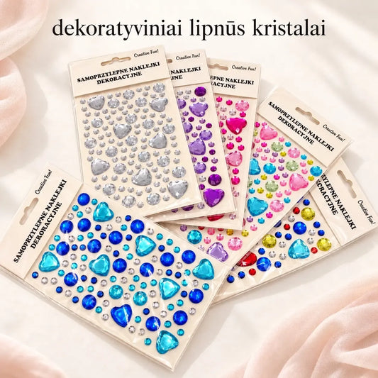 Dekoratyviniai lipnūs kristalai "Širdelės"