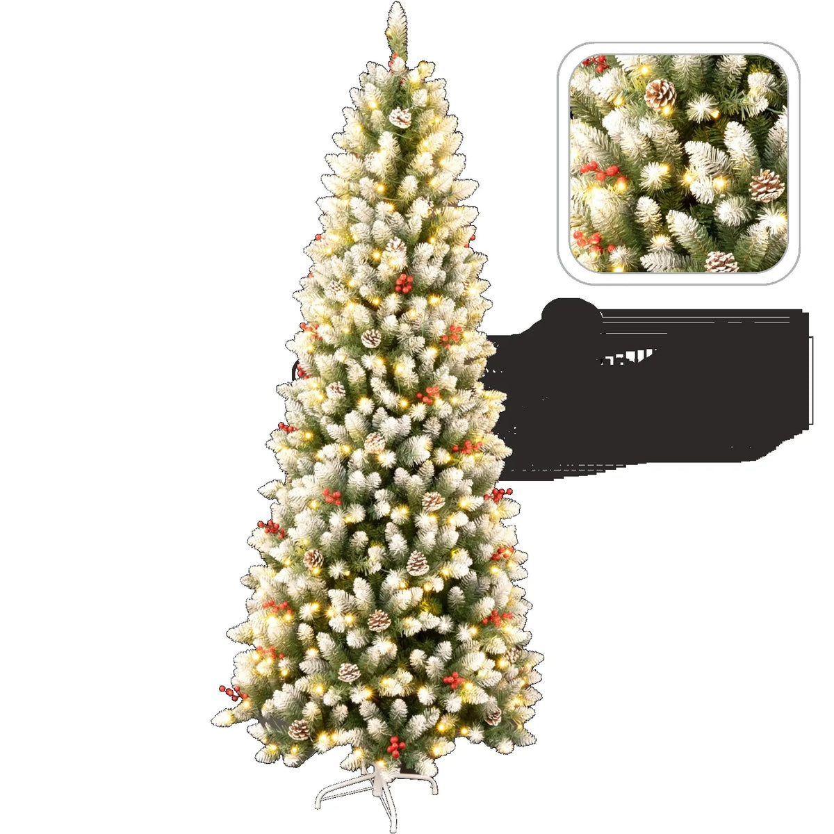 Dirbtinė apsnigta eglutė su LED apšvietimu, 210 cm