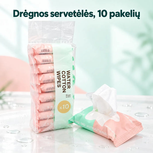 Drėgnos servetėlės su 99 % vandens 10 × 10 vnt.