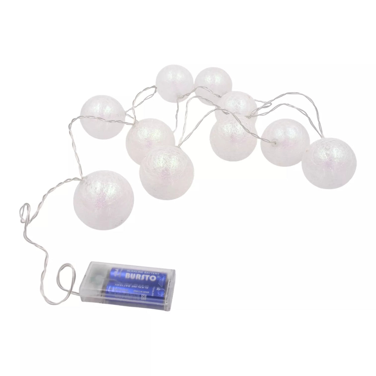 LED girlianda „Baltos burbuliukų lemputės“ (10 vnt.)