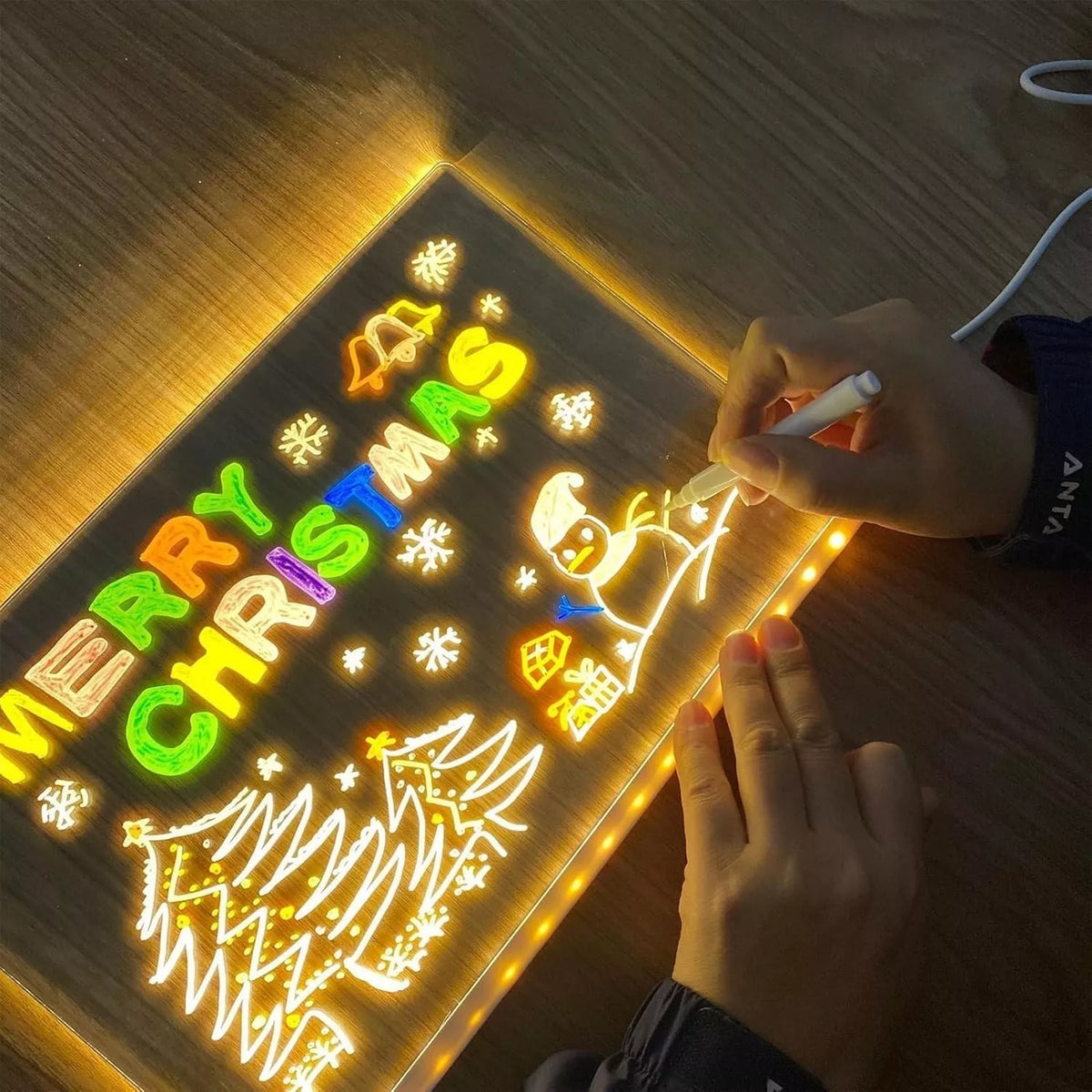 DIY LED piešimo lenta su šviečiančiu akrilo paviršiumi
