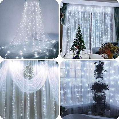 LED USB Užuolaida - Girlianda, šaltai balta