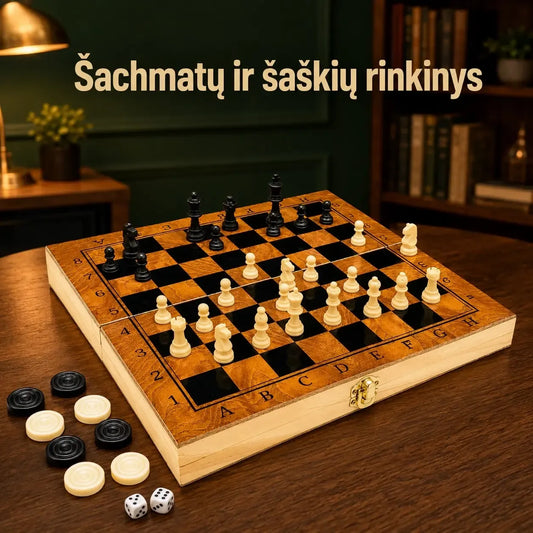 Medinis šachmatų ir šaškių rinkinys TR2351