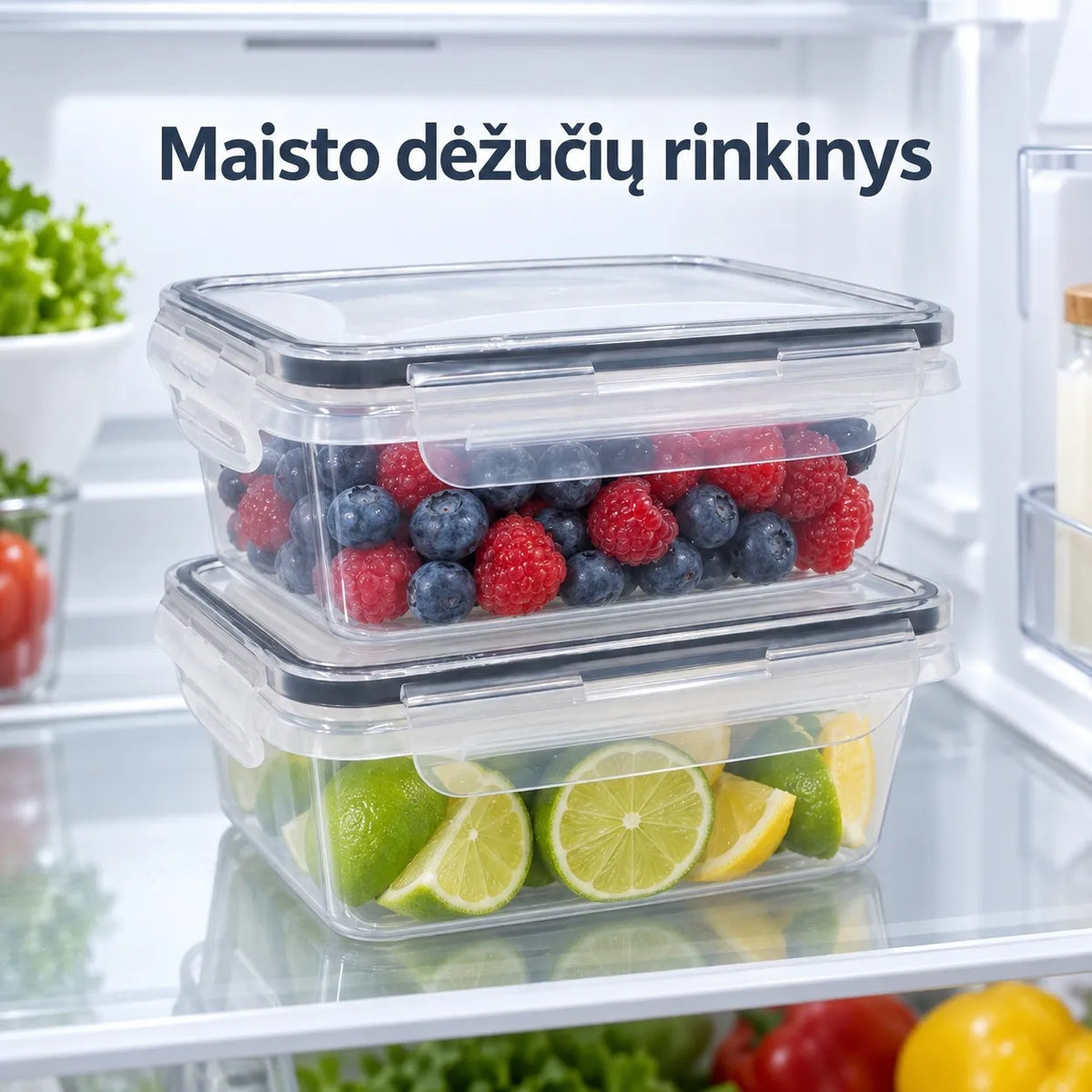 Plastikinių maisto laikymo indų rinkinys su dangčiais (2 vnt.) TR2358D