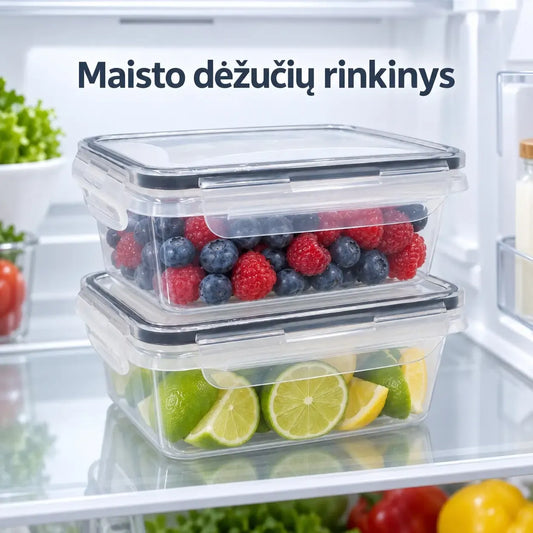 Plastikinių maisto laikymo indų rinkinys su dangčiais (2 vnt.) TR2358D