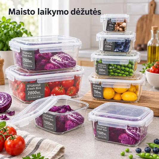 Plastikinių maisto laikymo indų rinkinys su dangčiais (6 vnt.) TR2358C