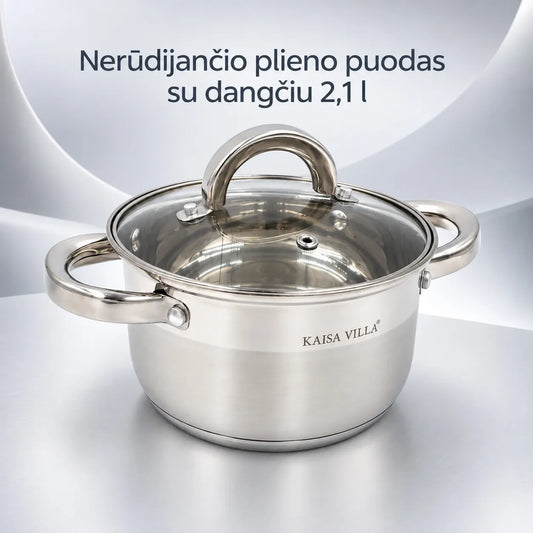 Puodas su stikliniu dangčiu 2,1 l TR2295A