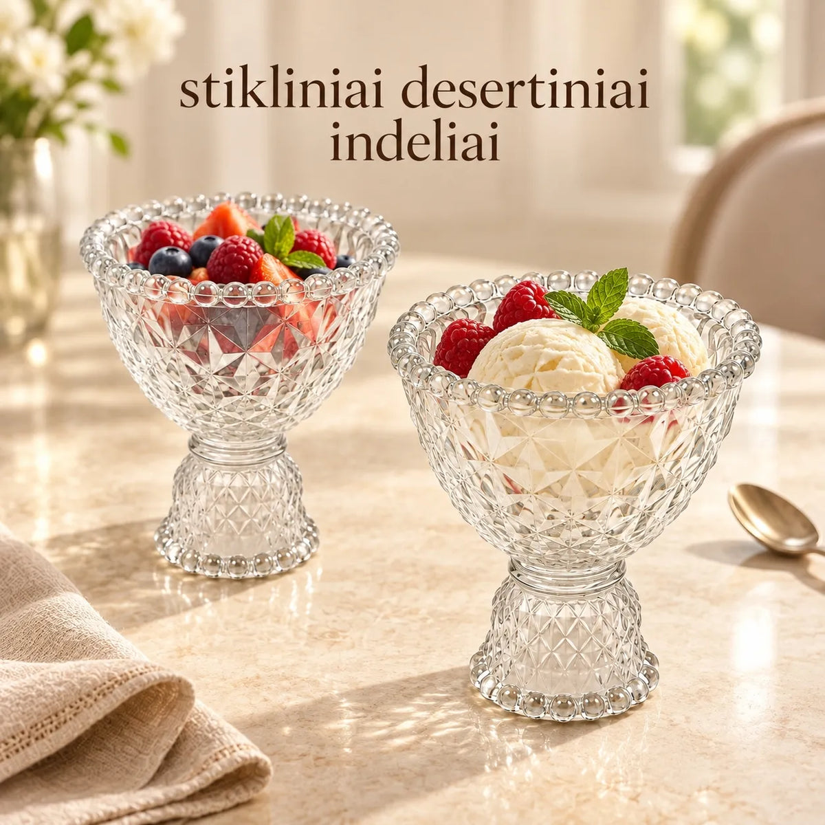 „Saldžioji taurė“ stiklinių desertinių rinkinys, 2 vnt.