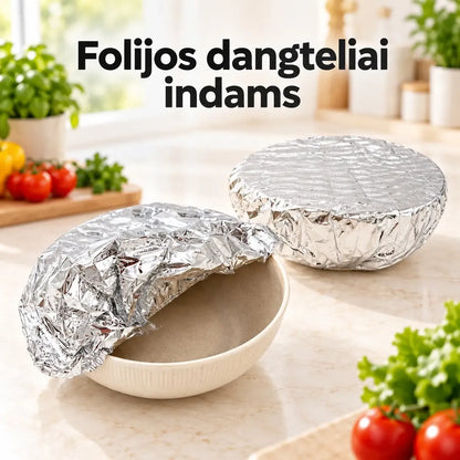 Sidabrinės maisto uždengimo plėvelės su elastine juosta