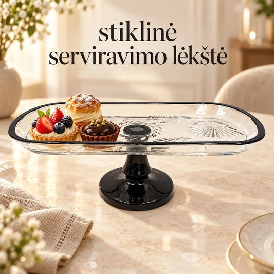 Stačiakampė stiklinė serviravimo lėkštė