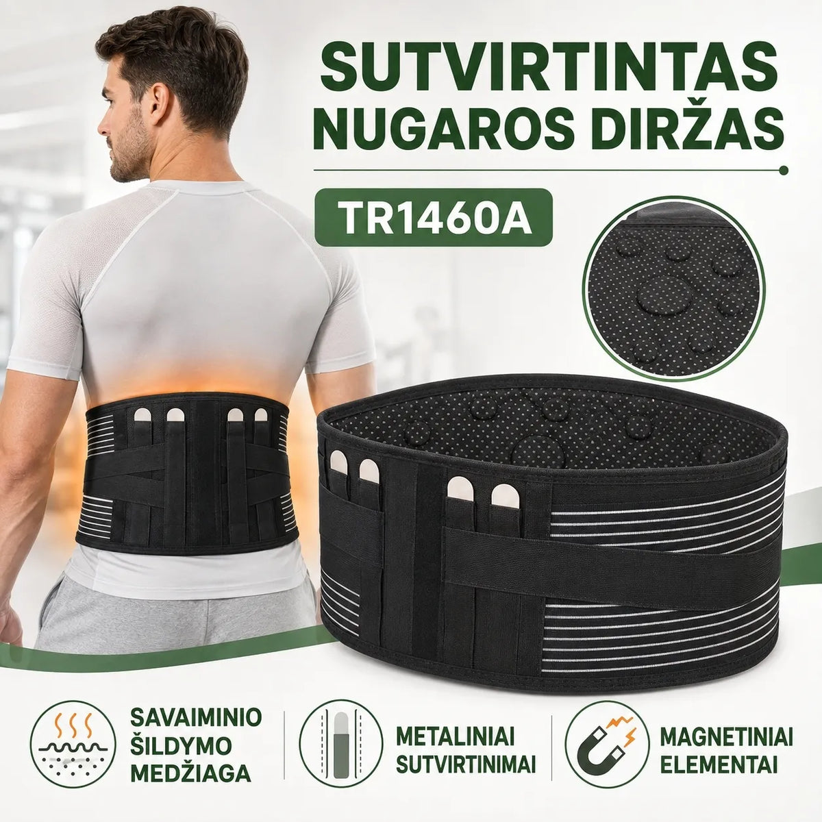 Sutvirtintas nugaros diržas - M