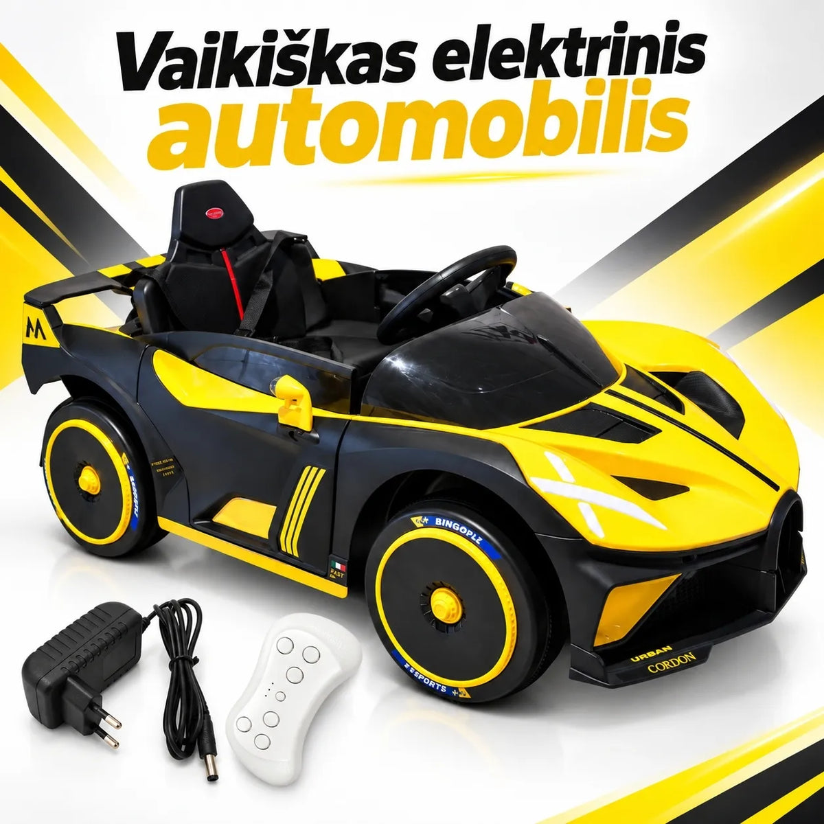 Vaikiškas įkraunamas elektromobilis