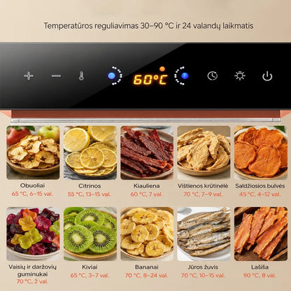 Vaisių ir maisto džiovyklė 400 W, 8 padėklų, nerūdijančio plieno